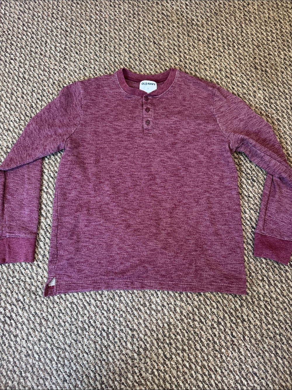 Old Navy Marled Plum Henley Long Sleeve